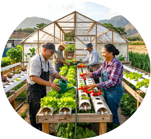 Ilustración de personas conviviendo en vivienda colaborativa